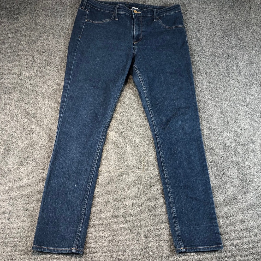 H&M Skinny Ankle Jeans Women's Size 33 Regular Waist Dark Wash Denim Stain